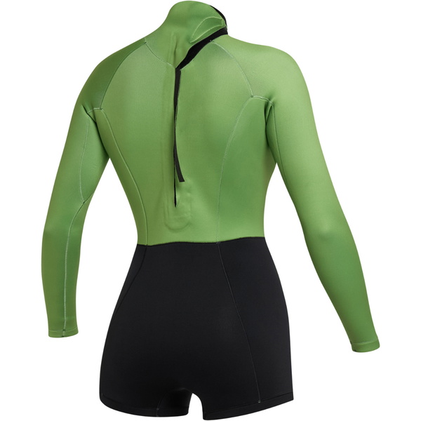 2025 Mystic Womens Lunar Long Arm 2/2mm Back Zip Shorty Wetsuit 35000.240111 - Soft Green